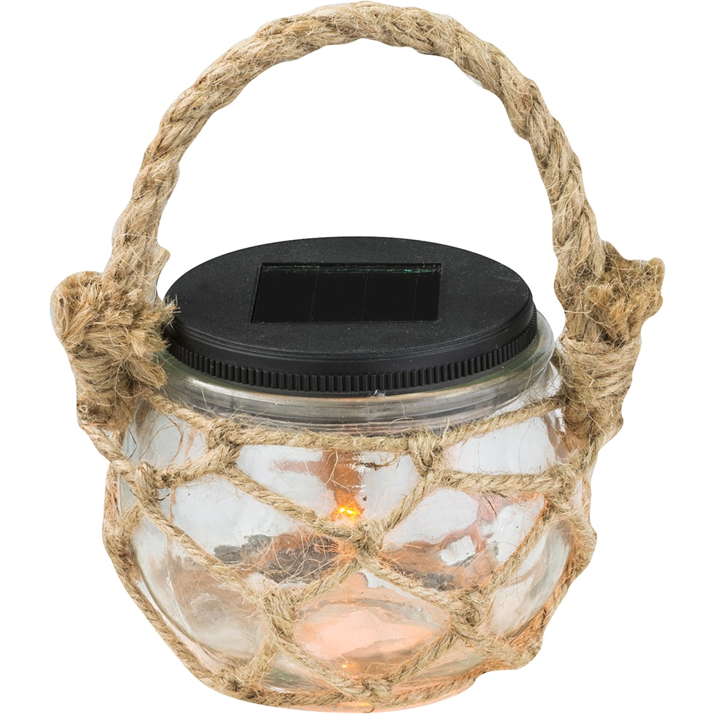 Decoratiune solara GLOBO tip borcan, LED, 0.06W, plastic, transparent