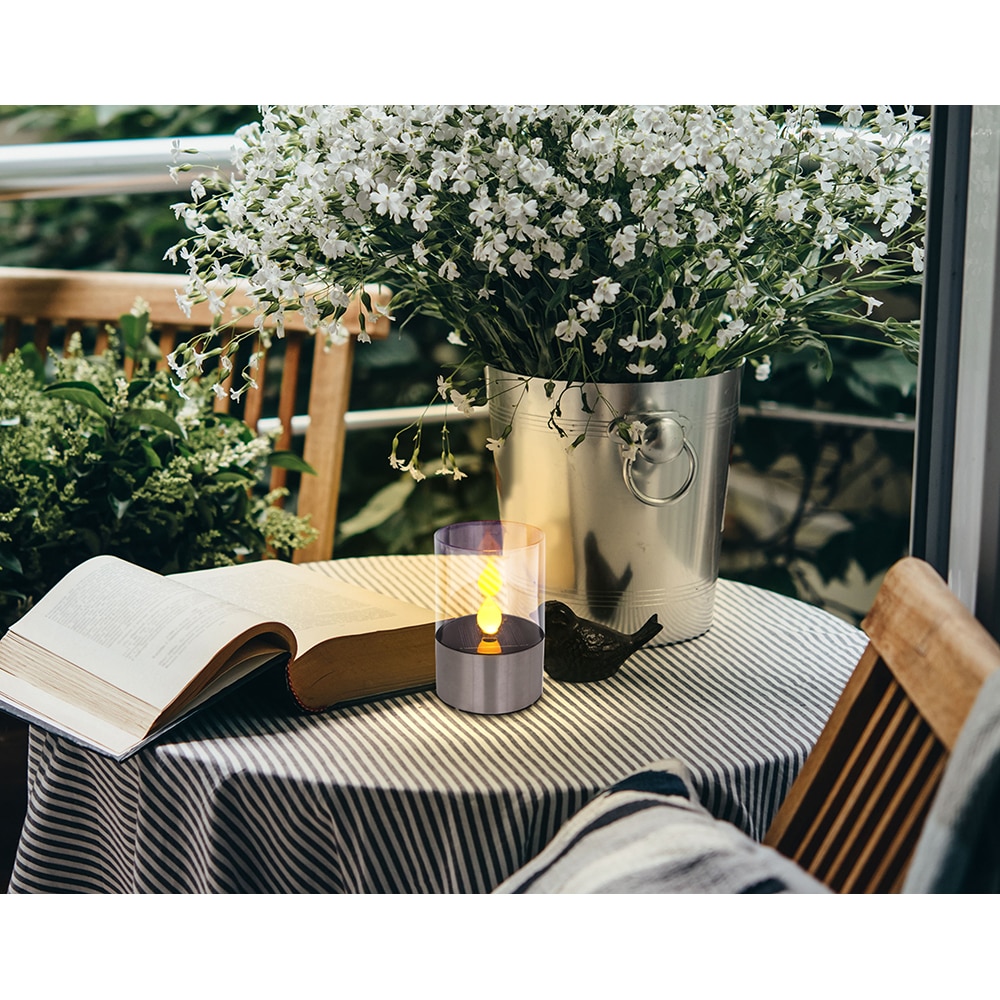 Decoratiune solara GLOBO tip lumanare, 1800K, IP44, plastic, transparent