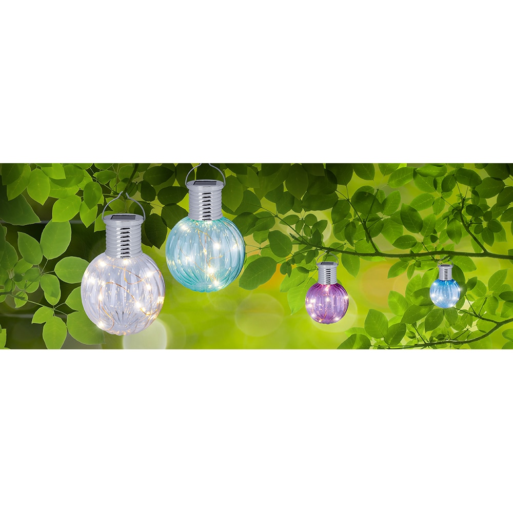 Decoratiune solara GLOBO tip bec, 3000K, IP44, metal, argintiu