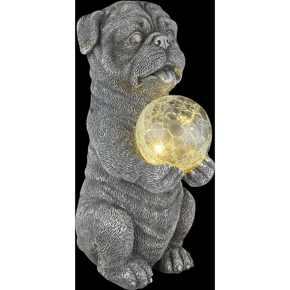 Lampa solara GLOBO caine, 3000K, IP44, plastic, gri mat