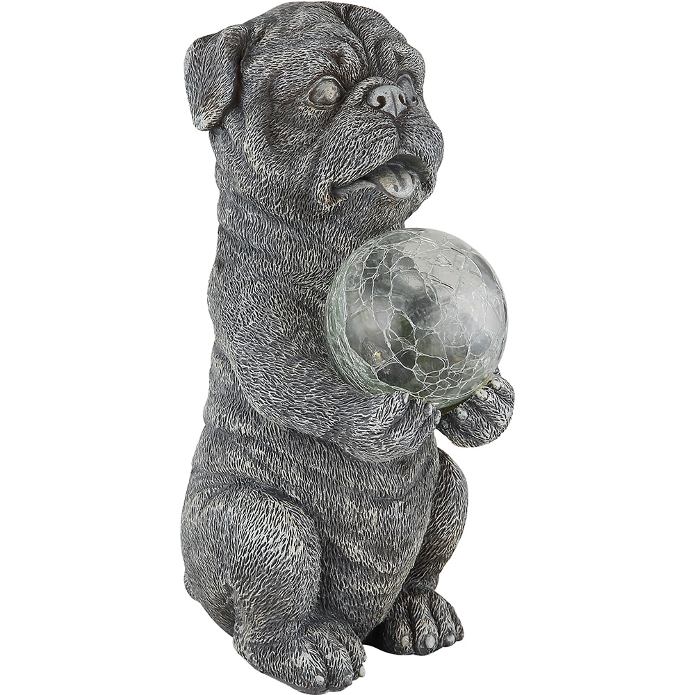 Lampa solara GLOBO caine, 3000K, IP44, plastic, gri mat