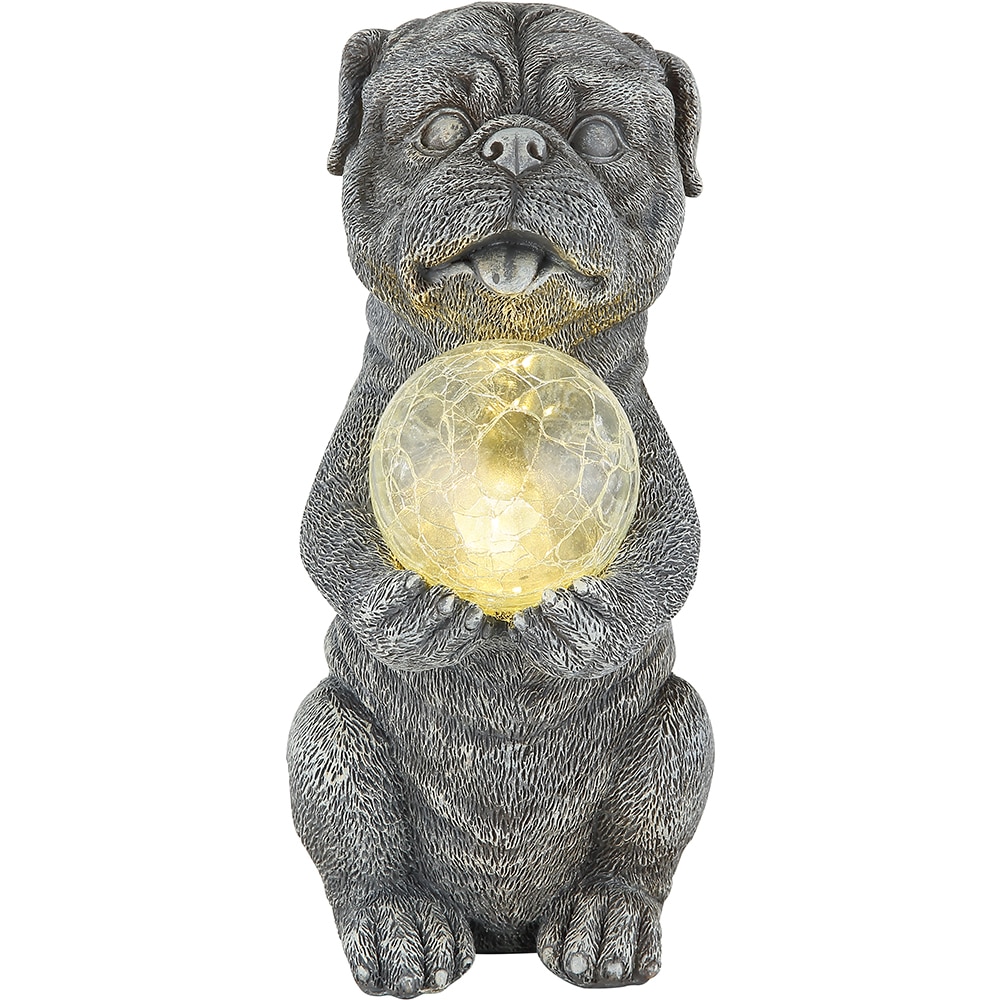 Lampa solara GLOBO caine, 3000K, IP44, plastic, gri mat