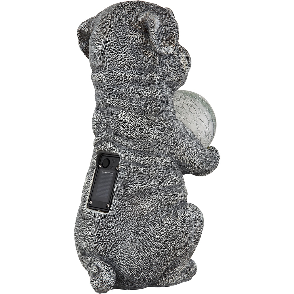 Lampa solara GLOBO caine, 3000K, IP44, plastic, gri mat