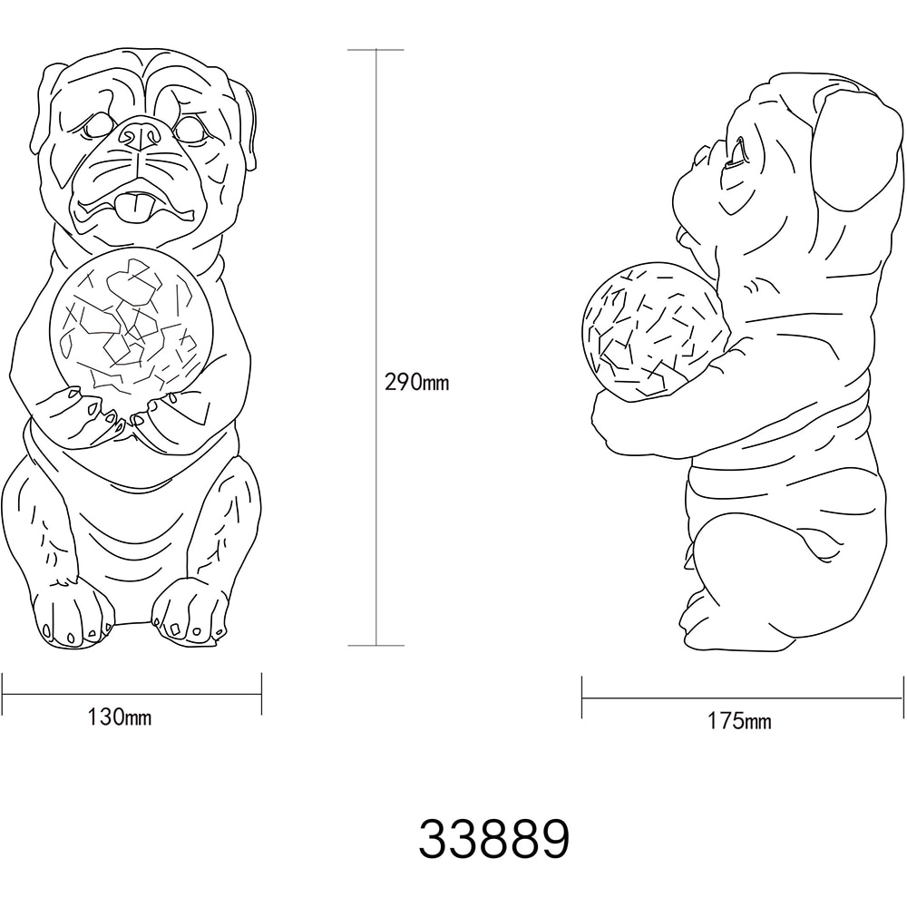 Lampa solara GLOBO caine, 3000K, IP44, plastic, gri mat