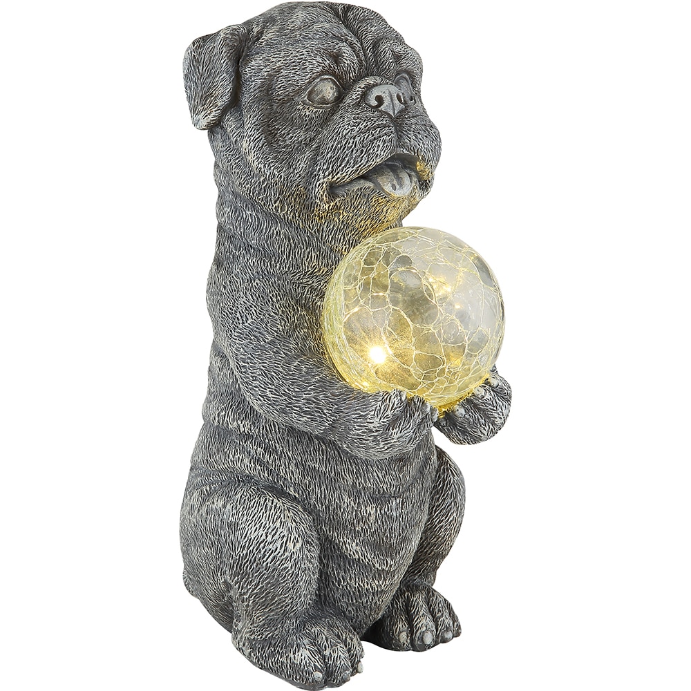 Lampa solara GLOBO caine, 3000K, IP44, plastic, gri mat