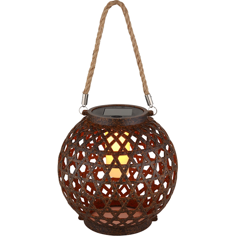 Felinar solar GLOBO, efect flacara, 1800K, plastic, bronz