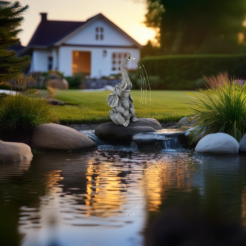 Lampa solara GLOBO elefant, 3000K, IP44, plastic, gri mat