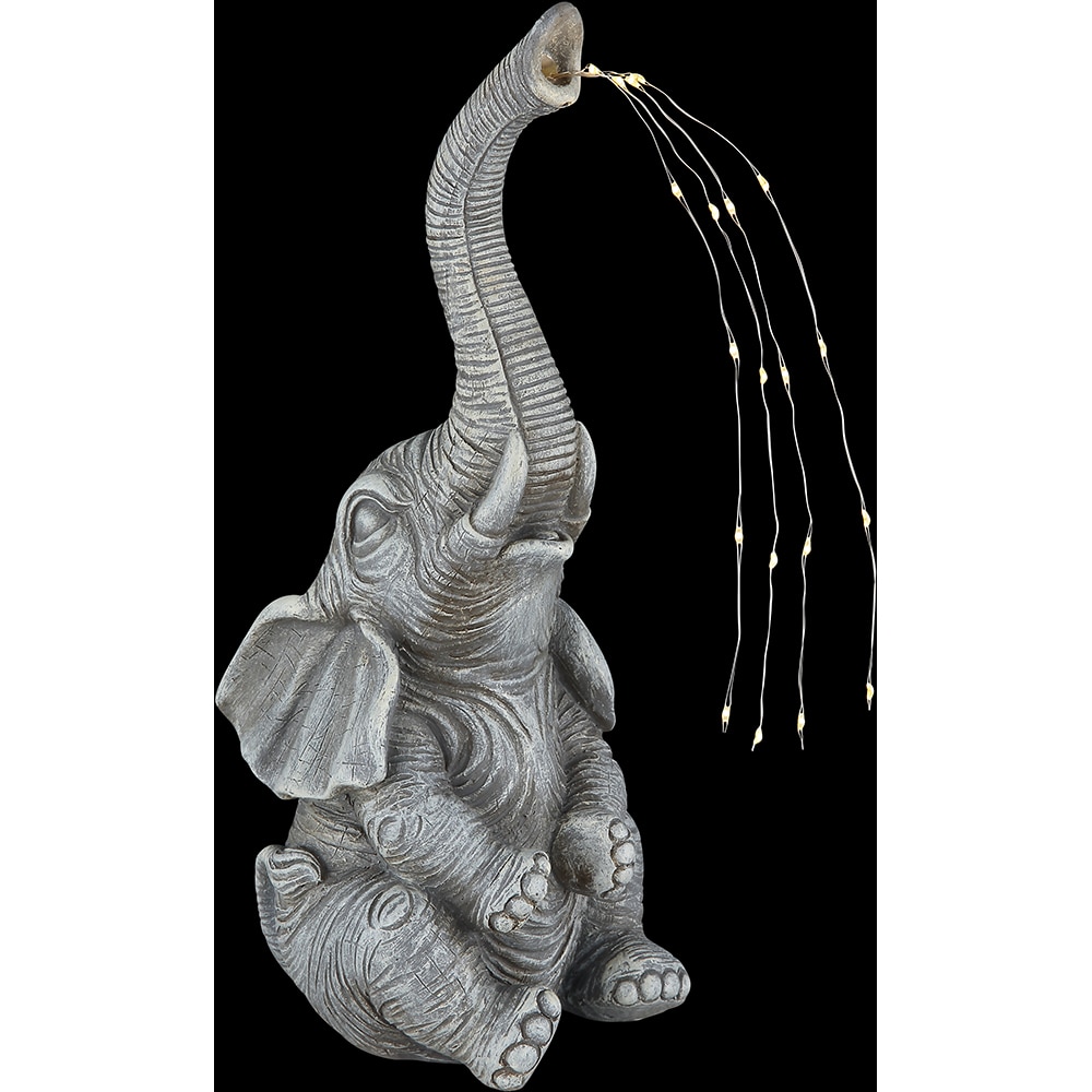 Lampa solara GLOBO elefant, 3000K, IP44, plastic, gri mat