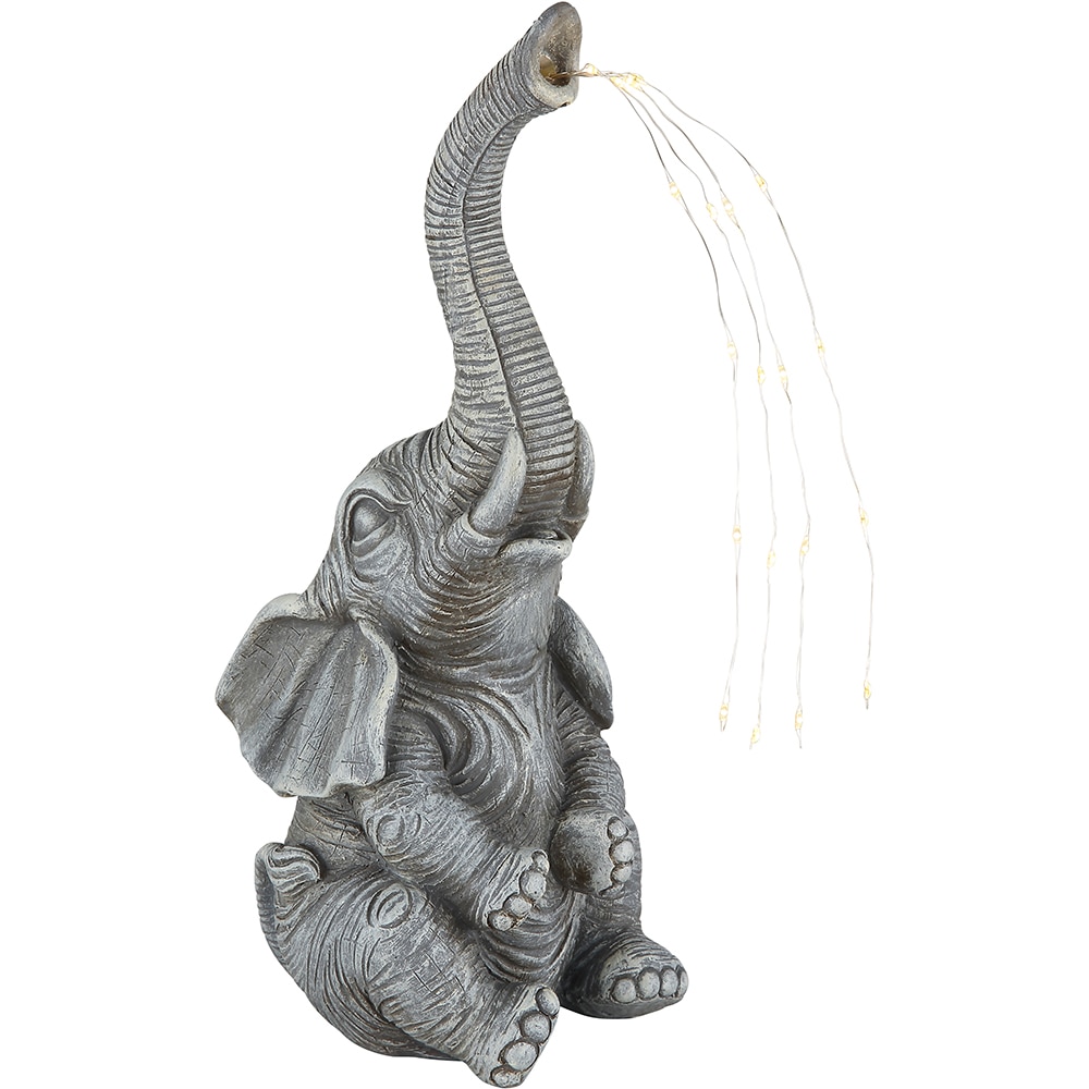 Lampa solara GLOBO elefant, 3000K, IP44, plastic, gri mat