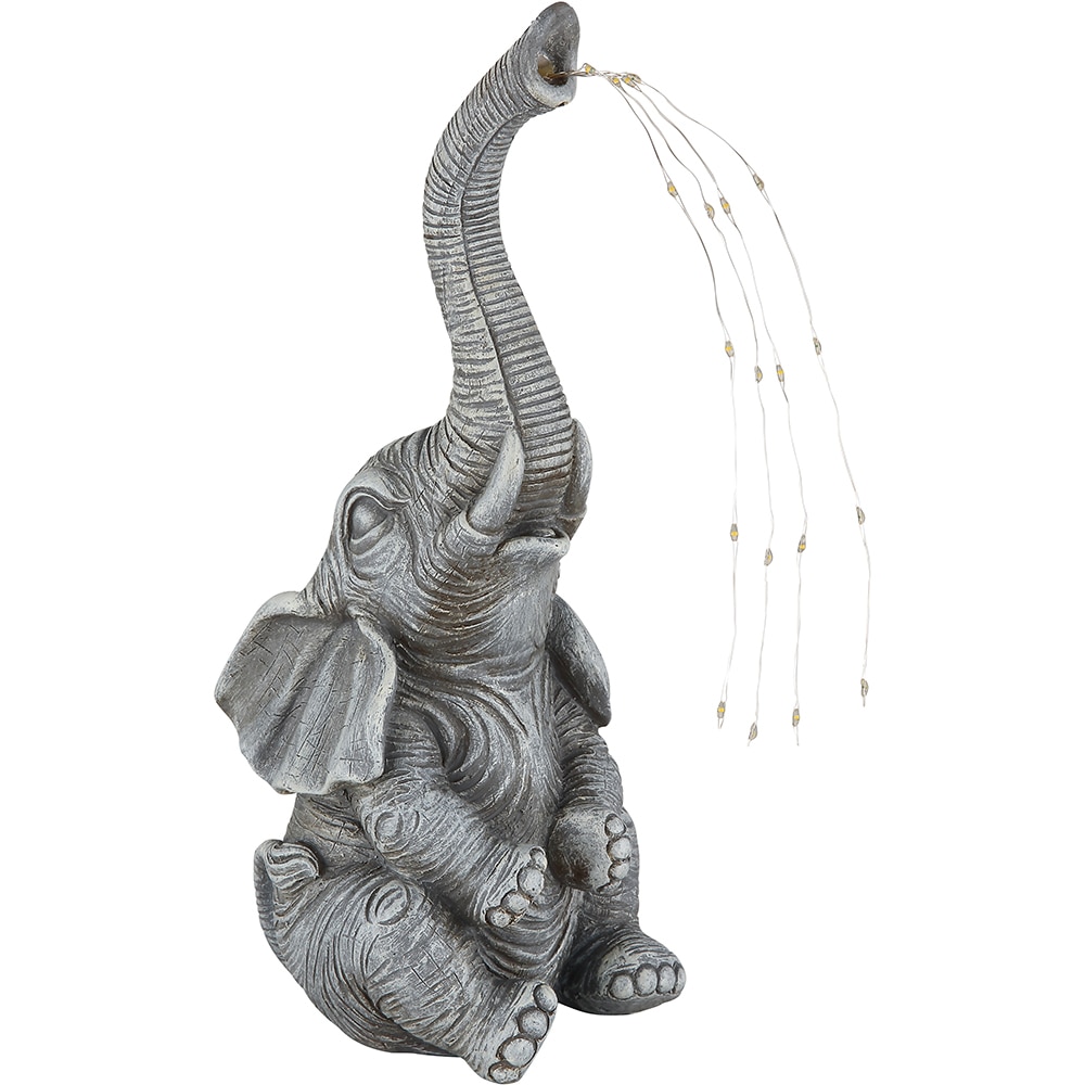 Lampa solara GLOBO elefant, 3000K, IP44, plastic, gri mat