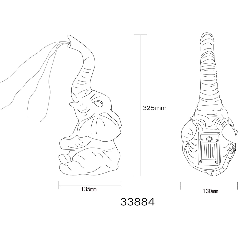Lampa solara GLOBO elefant, 3000K, IP44, plastic, gri mat