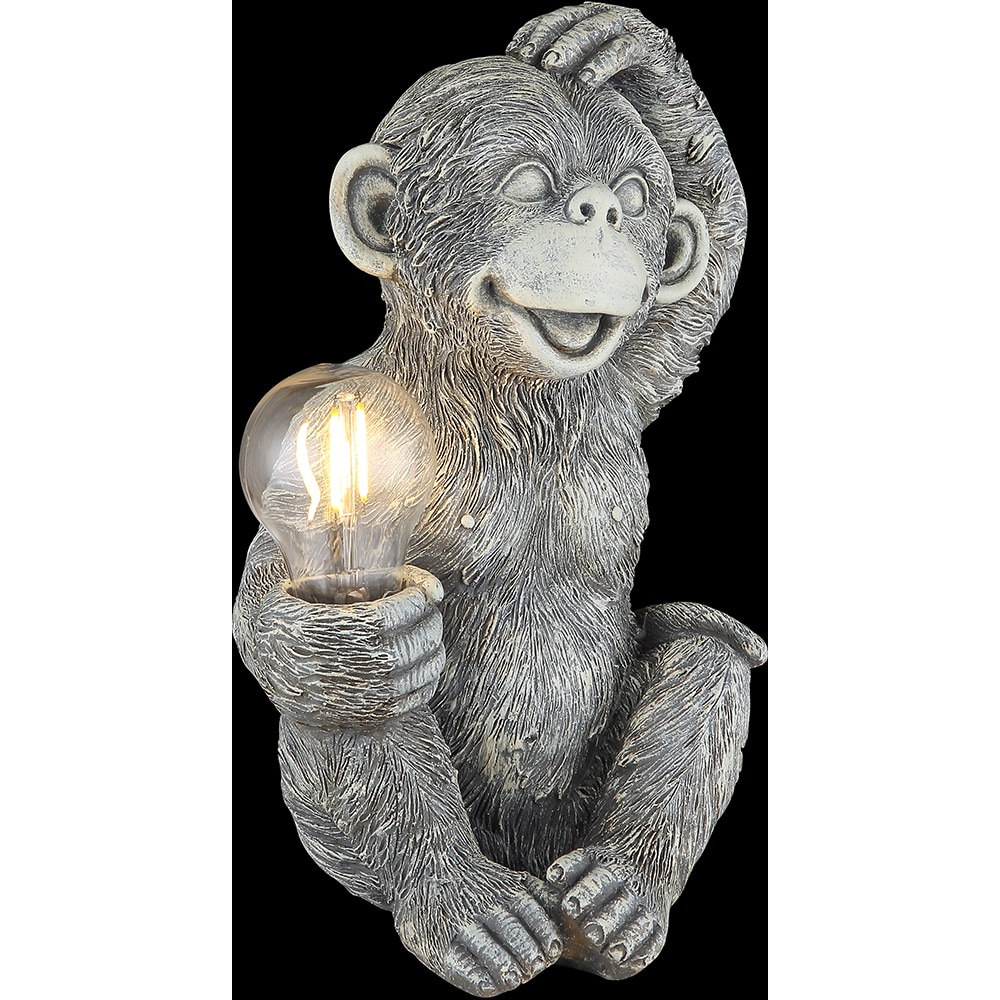 Lampa solara GLOBO maimuta, 3000K, IP44, plastic, gri mat