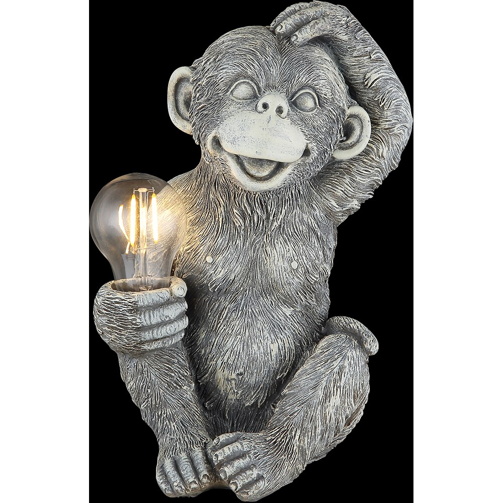 Lampa solara GLOBO maimuta, 3000K, IP44, plastic, gri mat