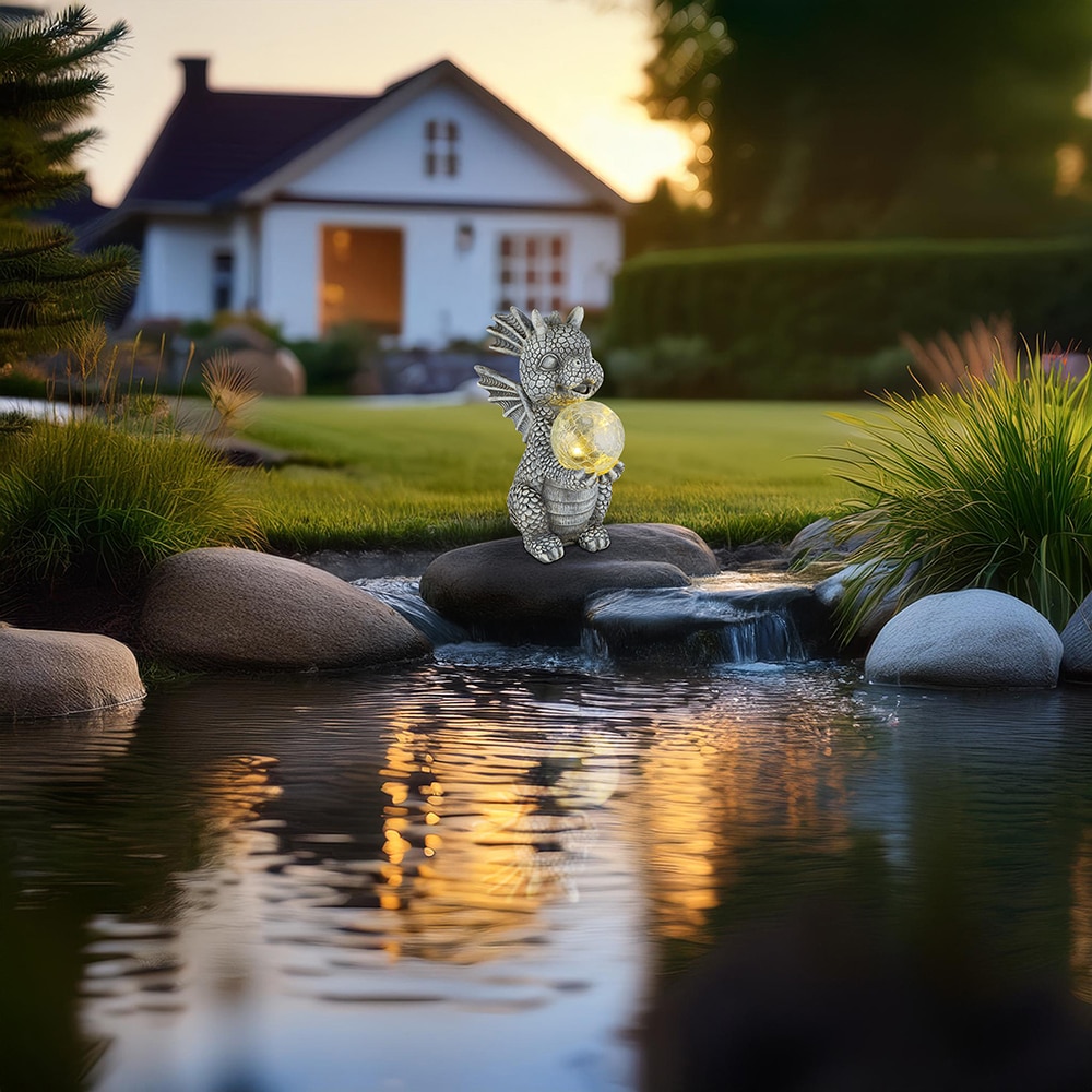 Lampa solara GLOBO dragon, 3000K, IP44, plastic, gri mat