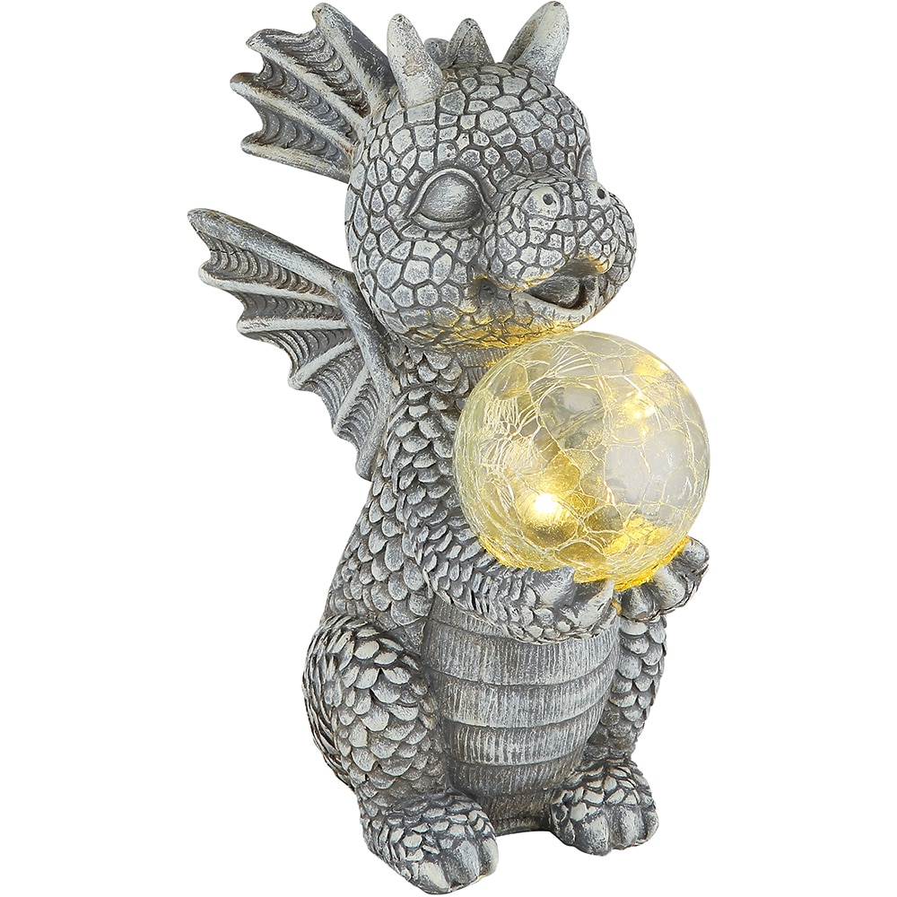 Lampa solara GLOBO dragon, 3000K, IP44, plastic, gri mat