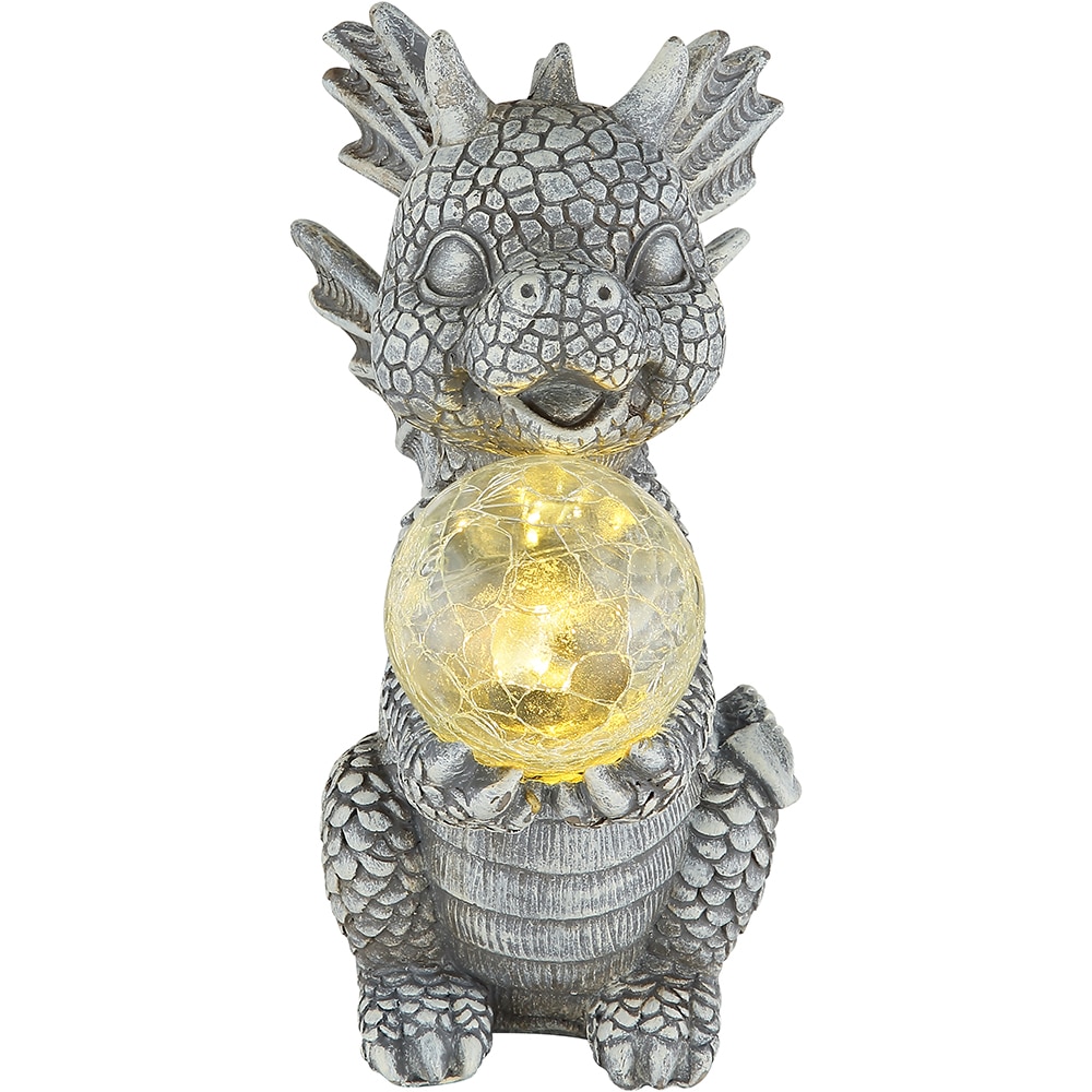 Lampa solara GLOBO dragon, 3000K, IP44, plastic, gri mat