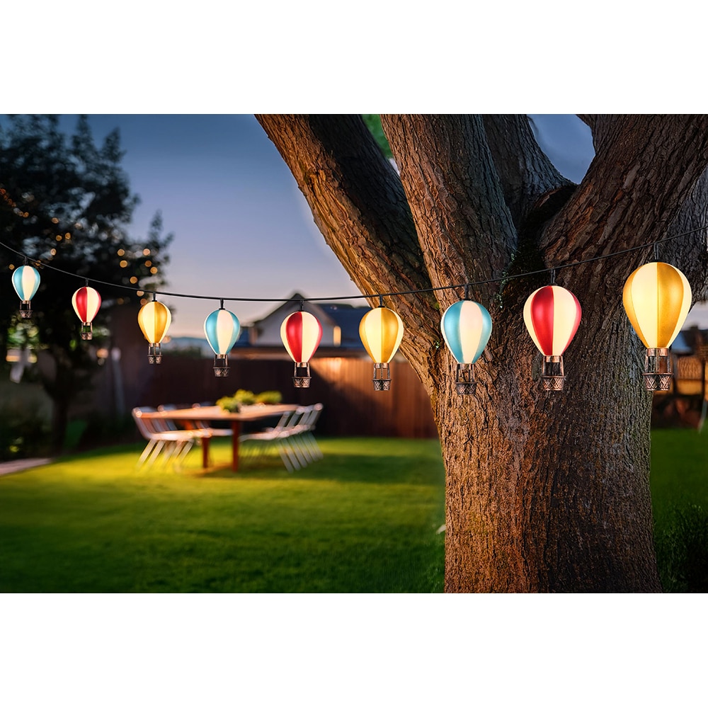 Ghirlanda solara GLOBO balon aer cald, 3000K, 1.5m, plastic, multicolor