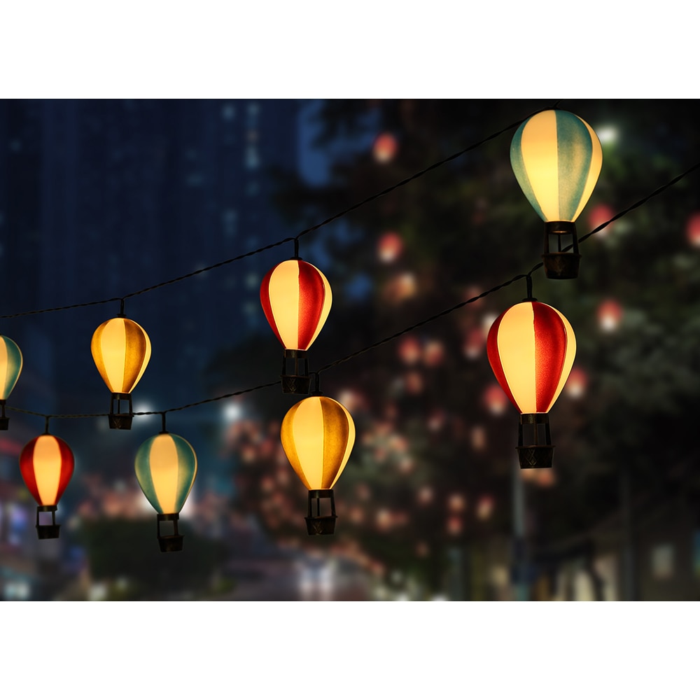 Ghirlanda solara GLOBO balon aer cald, 3000K, 1.5m, plastic, multicolor