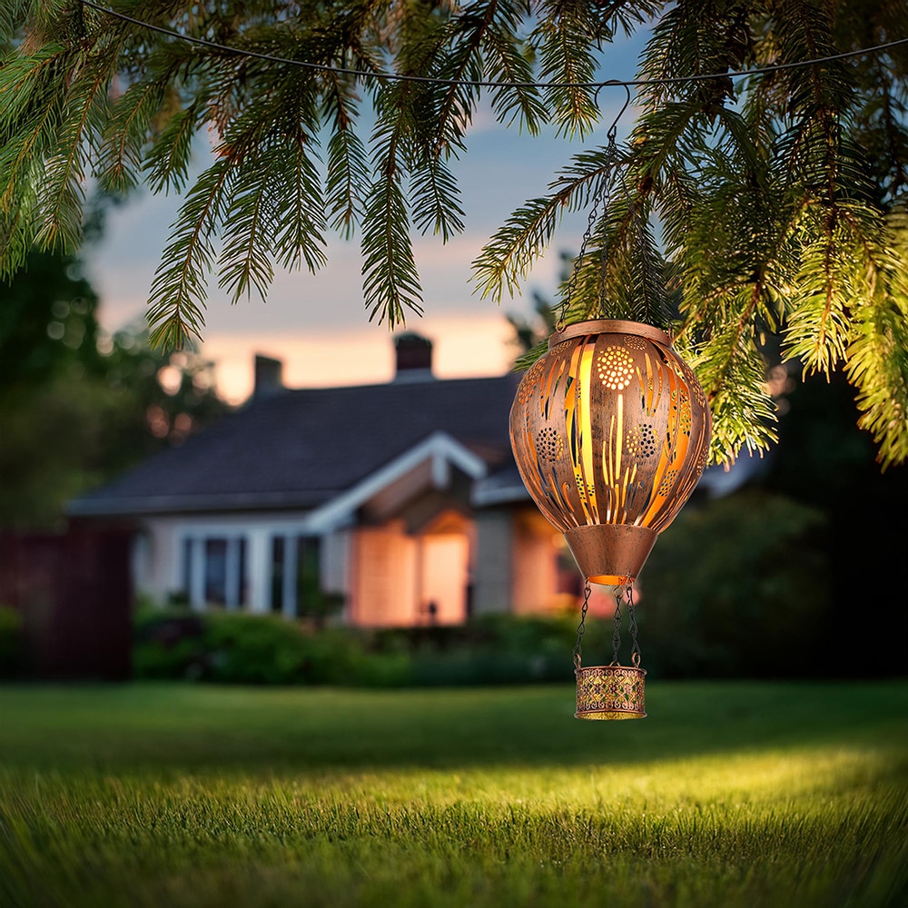 Lampa solara GLOBO balon aer cald, metal, 1800K, IP44, metal, maro