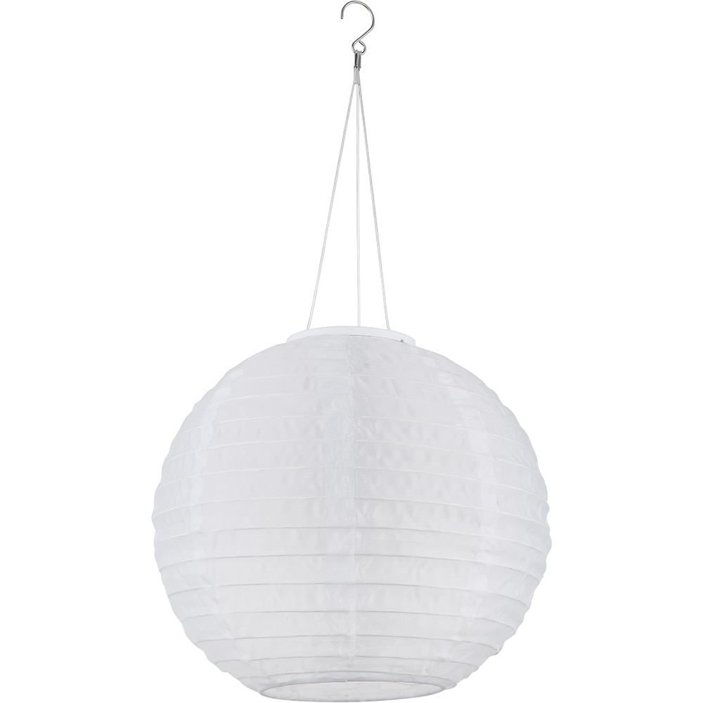 Lampa solara GLOBO balon textil, 2700K, IP44, plastic, alb