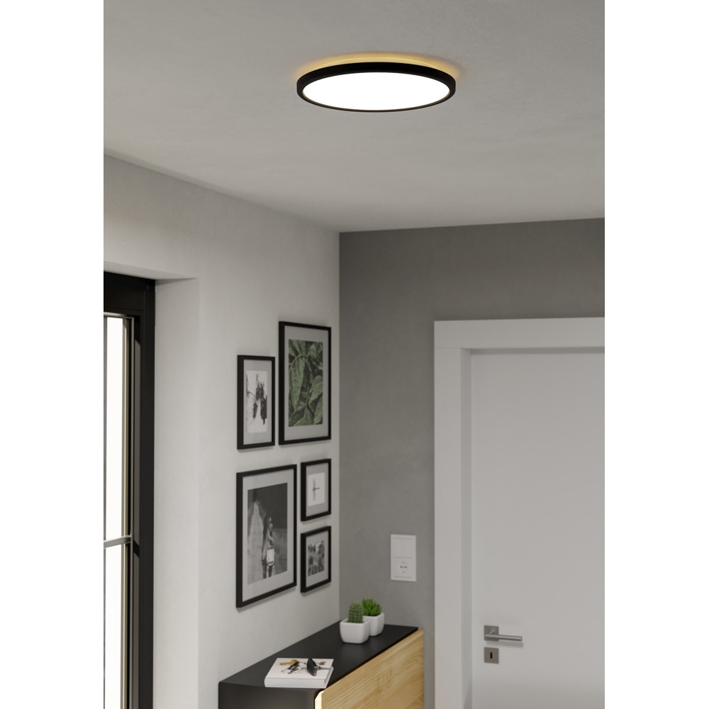 Plafoniera Led EGLO Rovito, 13.9W, 1750lm, lumina variabila, IP44, negru-alb