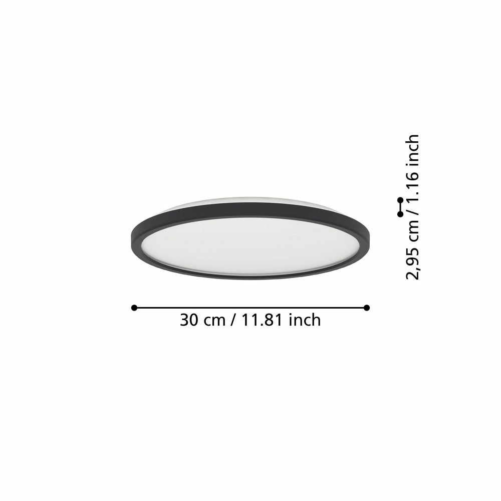 Plafoniera Led EGLO Rovito, 13.9W, 1750lm, lumina variabila, IP44, negru-alb