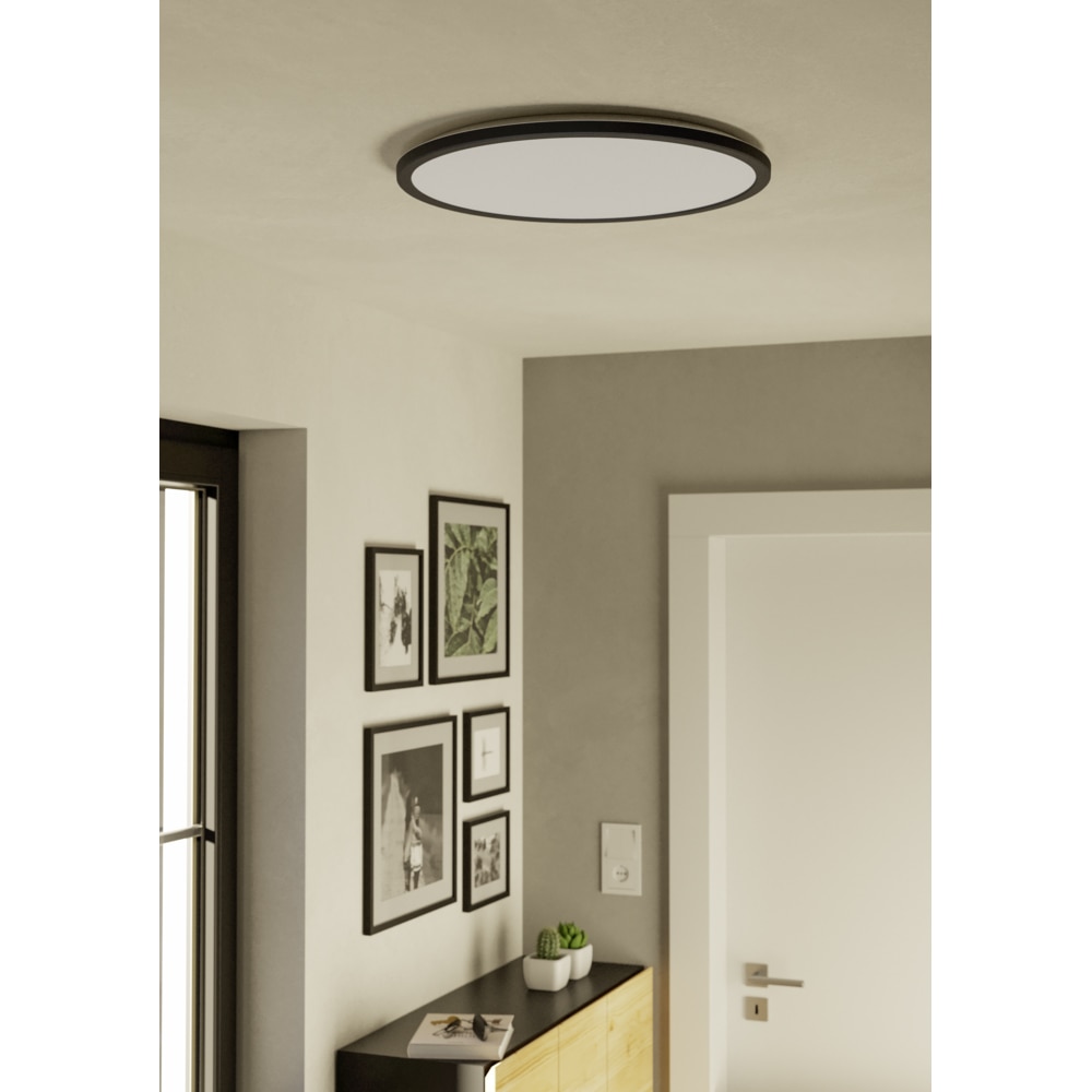 Plafoniera Led EGLO Rovito, 16.8W, 2900lm, lumina variabila, IP44, negru-alb