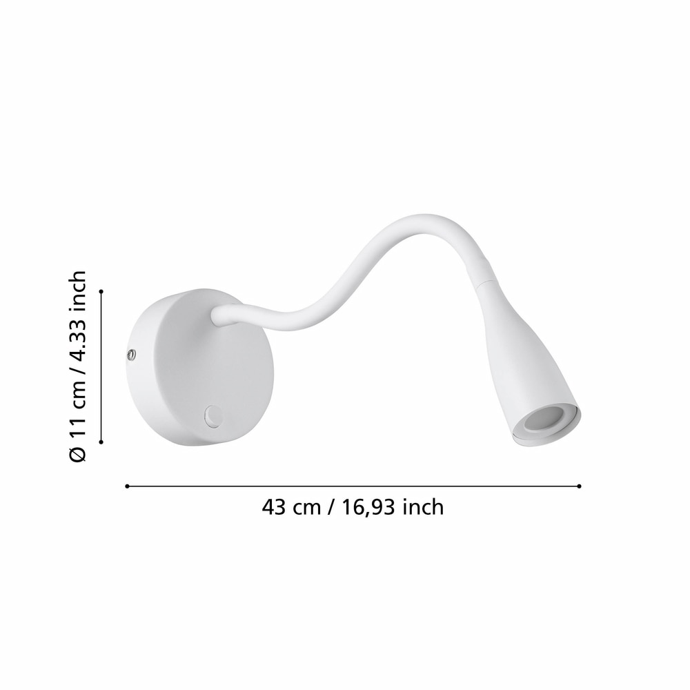Aplica Led EGLO Olivandino Flex, 3.8W, 320lm, lumina calda, IP20, alb