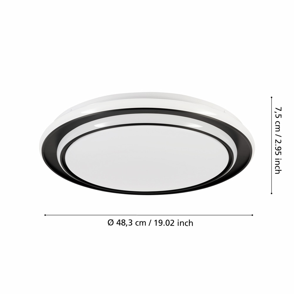 Plafoniera Led EGLO Moschetta, 36W, 4800lm, lumina variabila, IP20, negru-alb