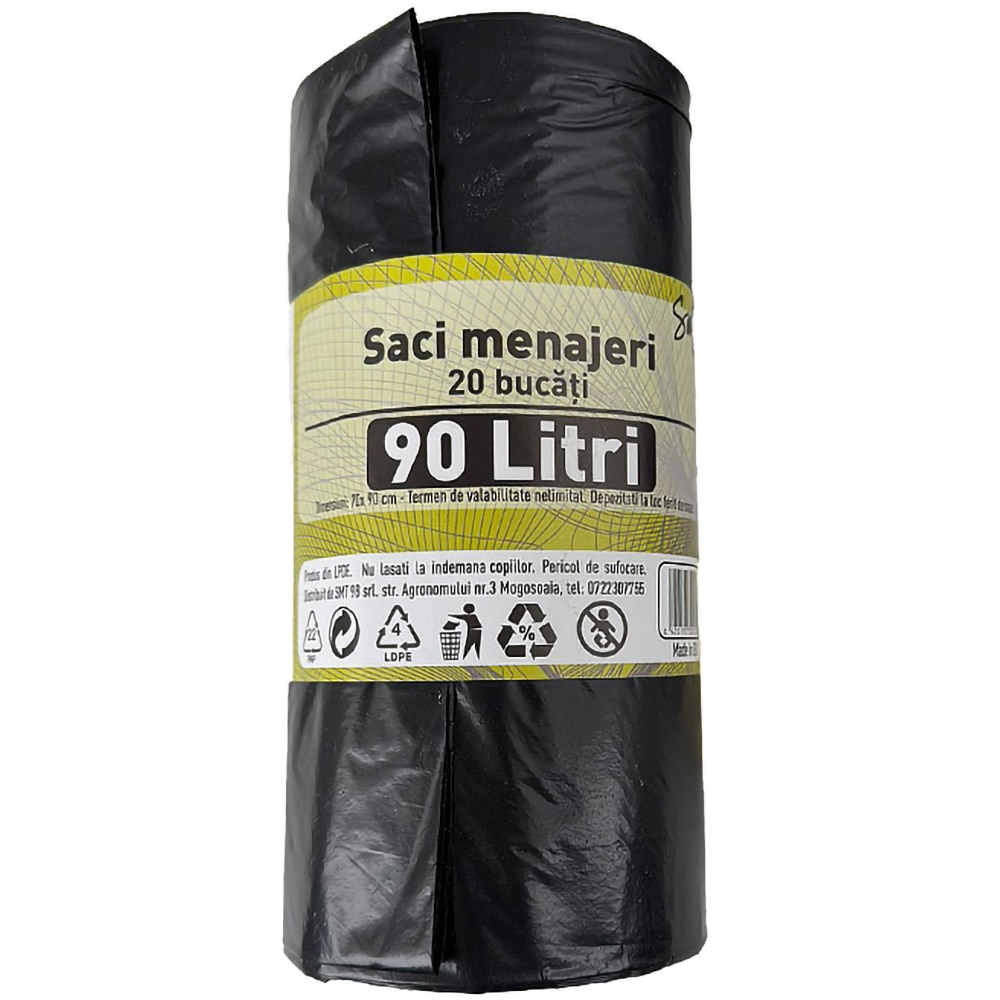 Saci menajeri SMT 90N, 90 l, 10 bucati/rola