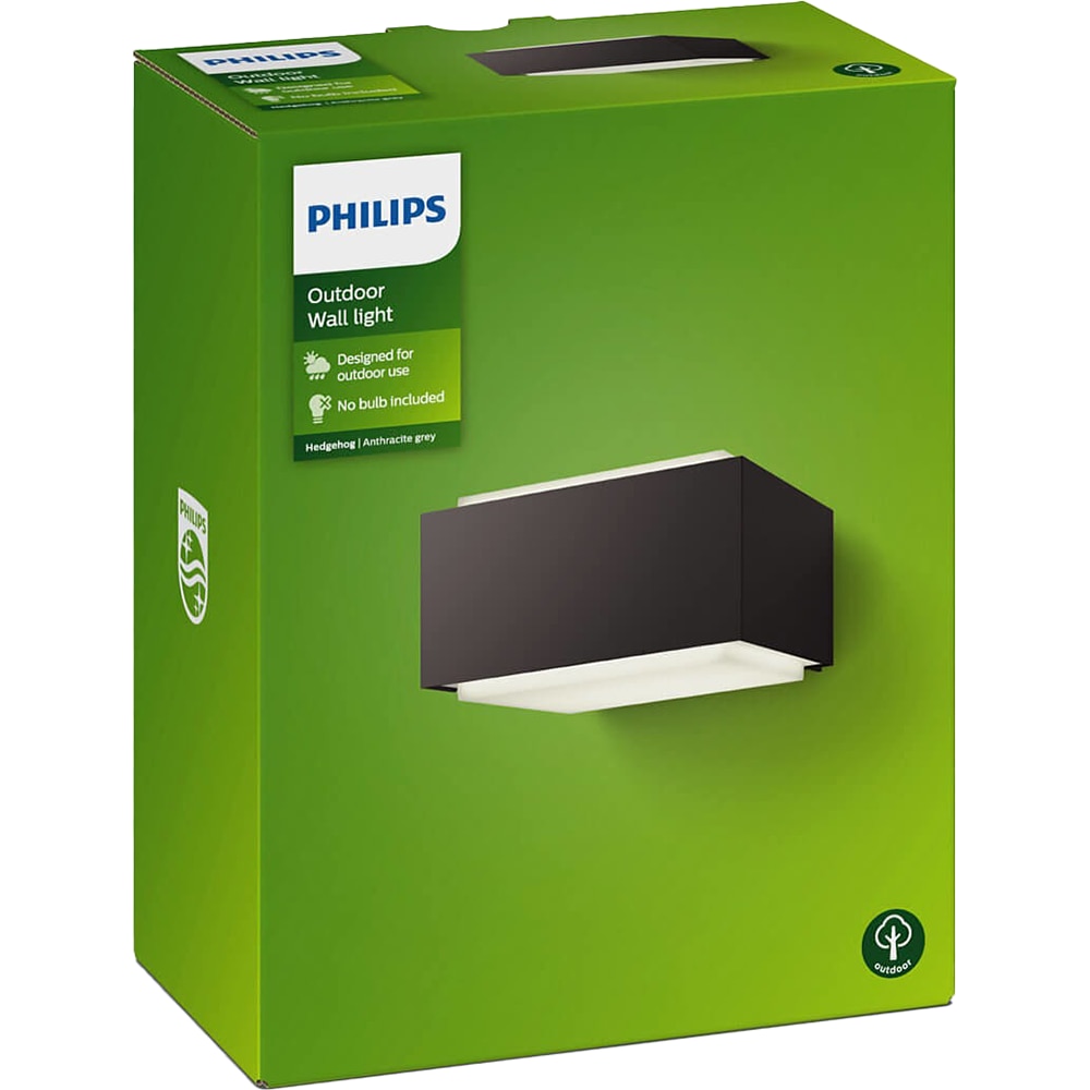 Lampa de perete Philips Hedgehog, E27, 42W, IP44, aluminiu, negru