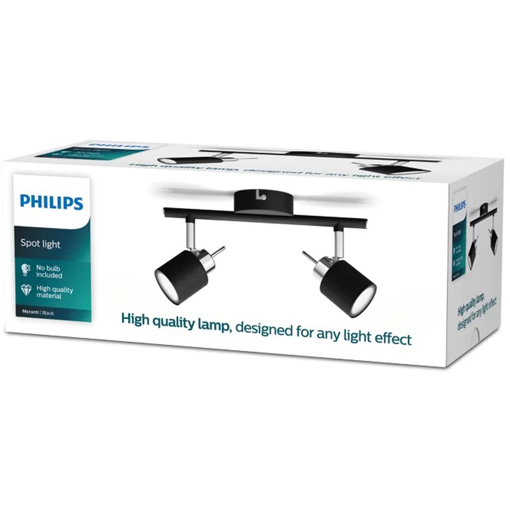 Spoturi pentru tavan perete PHILIPS Meranti 929003254010, 2 x 35W, IP20, negru