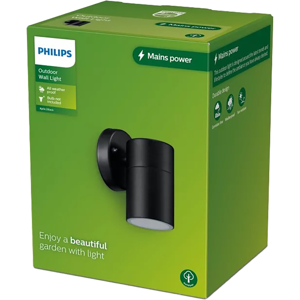 Lampa solara de perete Philips Kylis, GU10, 25W, IP44, aluminiu, negru