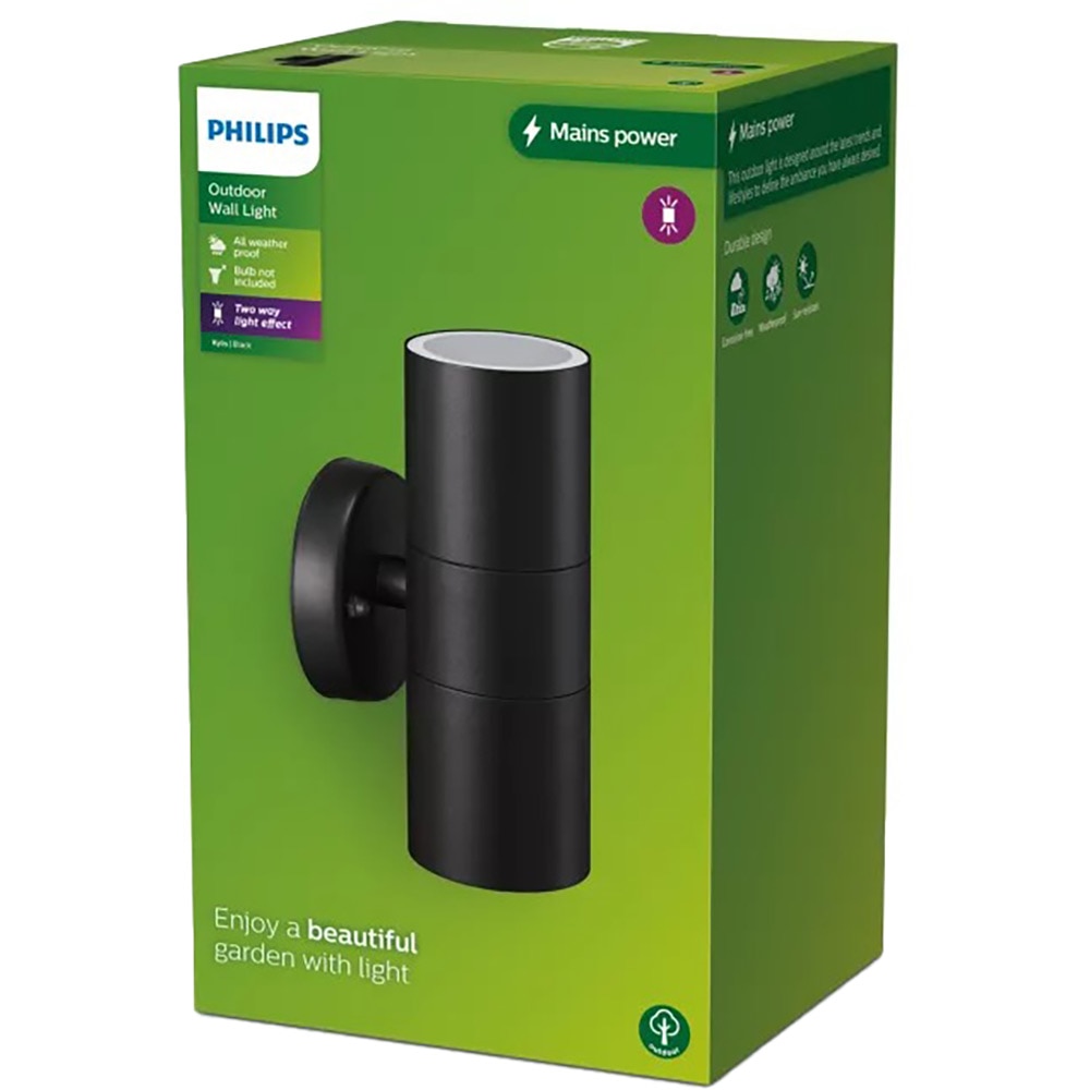 Lampa solara de perete Philips Kylis, GU10, 25W, IP44, aluminiu, negru