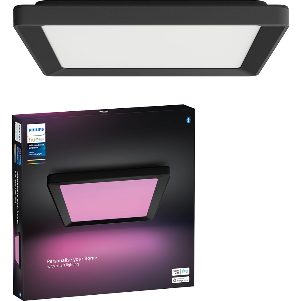 Plafoniera LED PHILIPS HUE Tento, LED RGB, 16W, 1340 lm, IP20, 2000-6500 K, aluminiu plastic, negru