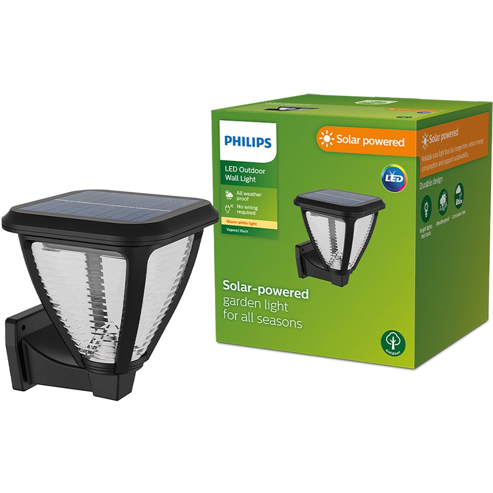 Lampa solara Philips Vapora, 1.5W, 200lm, IP44, plastic, negru
