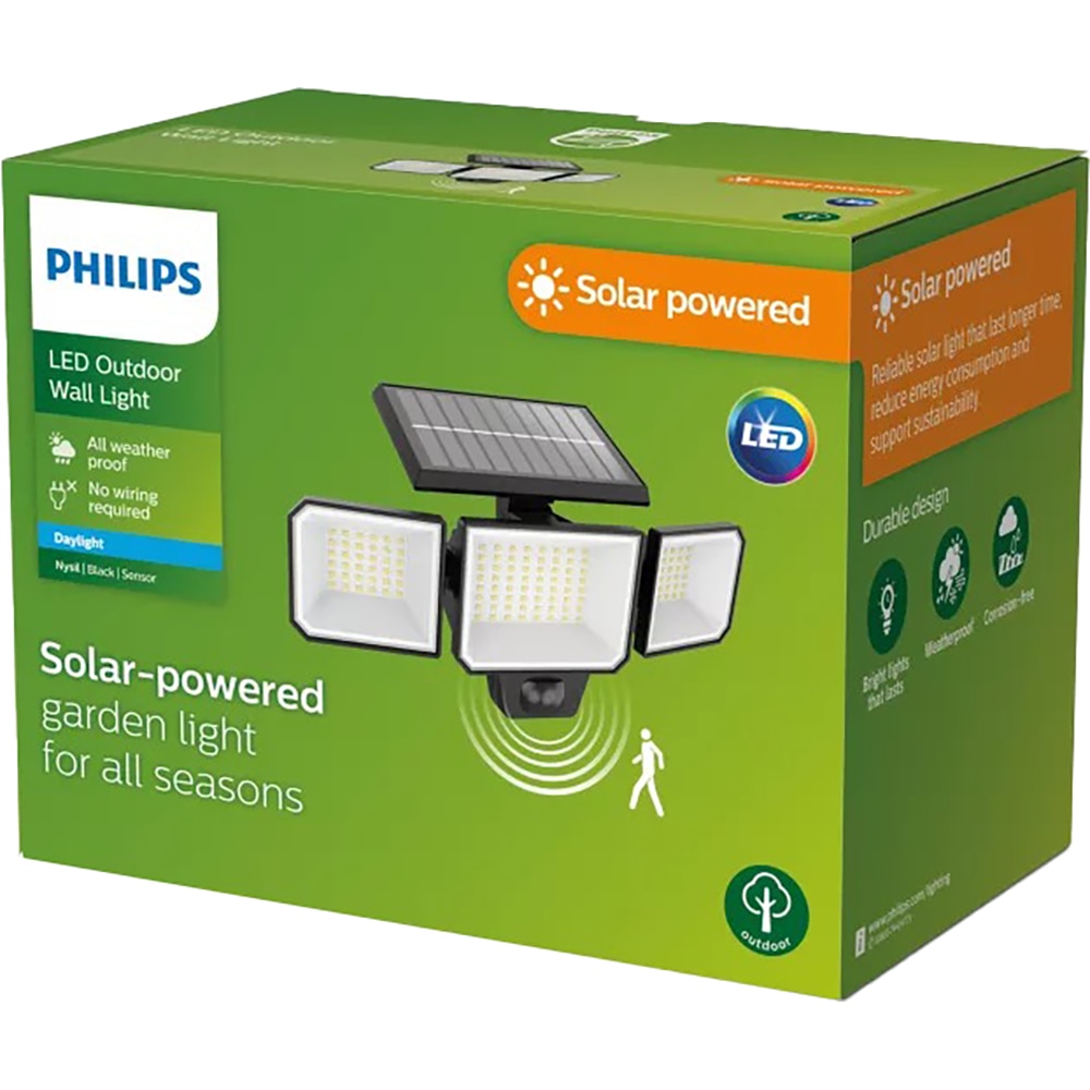 Lampa solara Philips Nysil, 8.7W, 1000lm, IP65, 5000K, plastic, negru