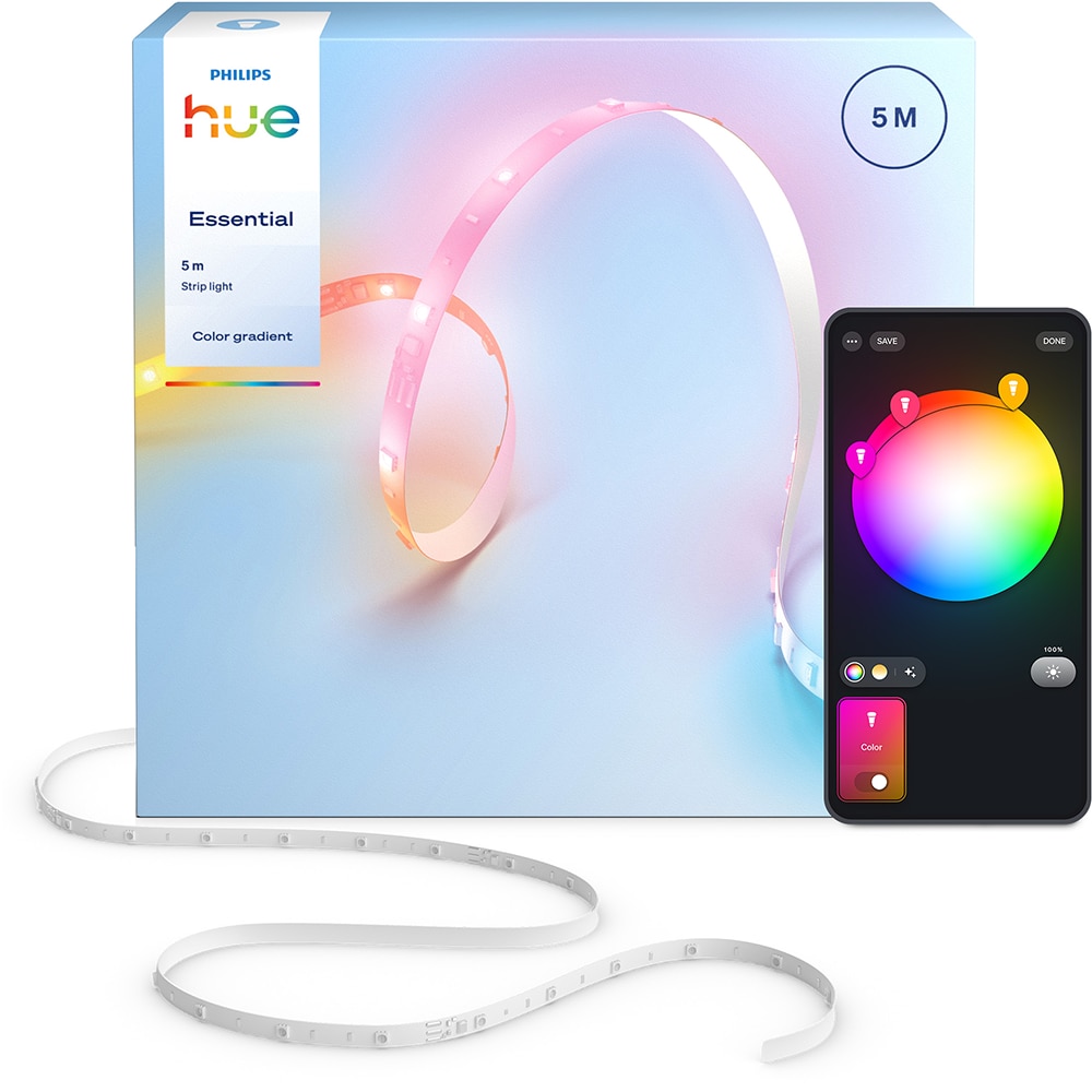 Banda LED RGB PHILIPS Hue Essential, 15.3W, IP20, plastic, transparent, 5 m