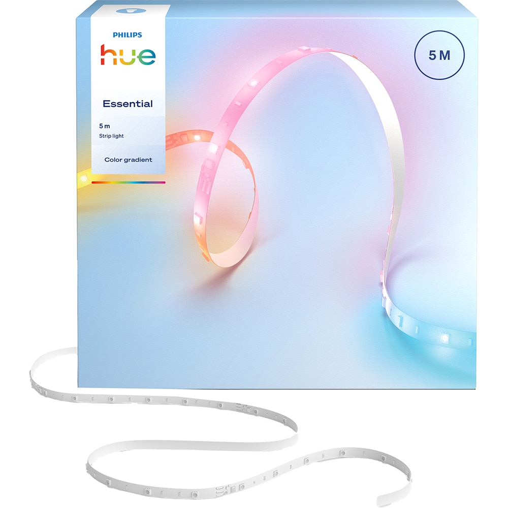 Banda LED RGB PHILIPS Hue Essential, 15.3W, IP20, plastic, transparent, 5 m