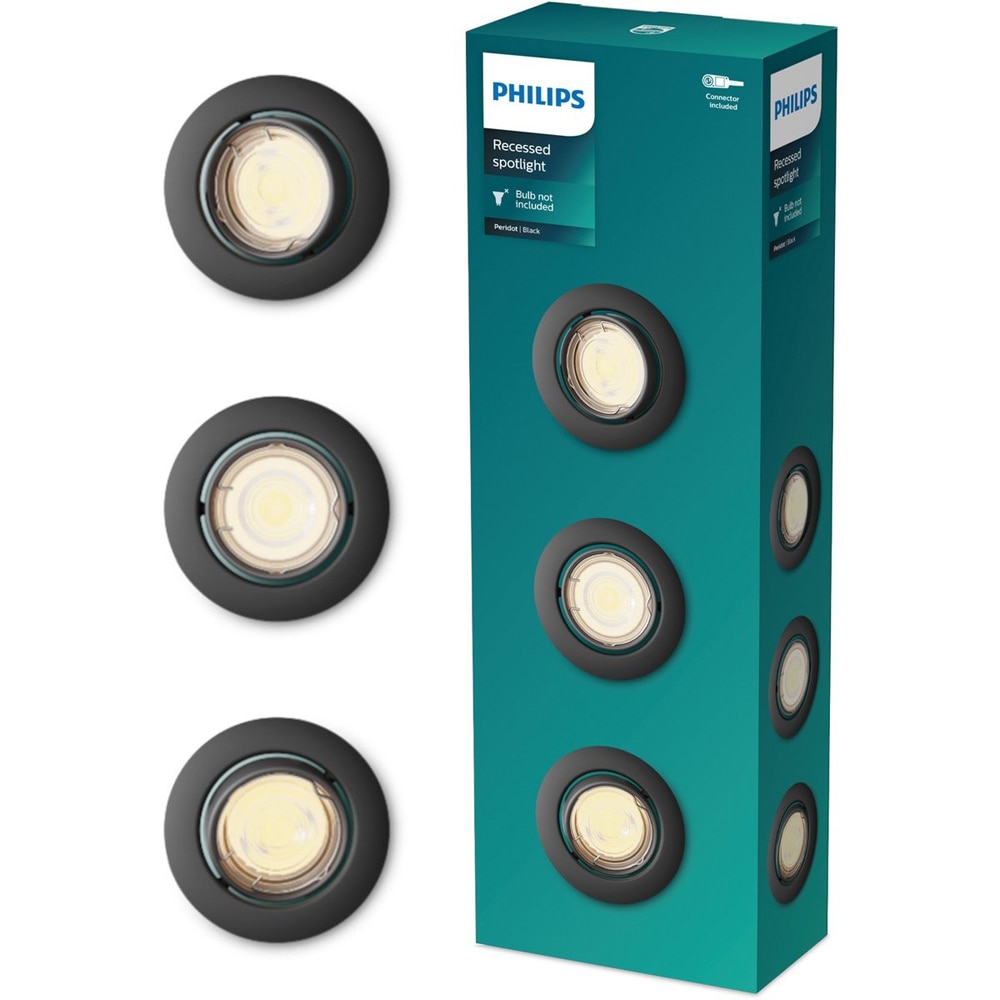 Spot incastrat PHILIPS Peridot 929004653001, LED incorporat, 7W, IP20, negru