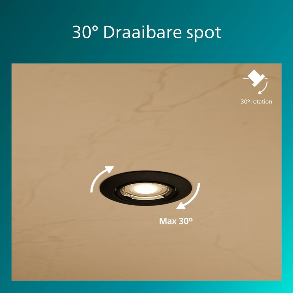 Spot incastrat PHILIPS Peridot 929004653001, LED incorporat, 7W, IP20, negru