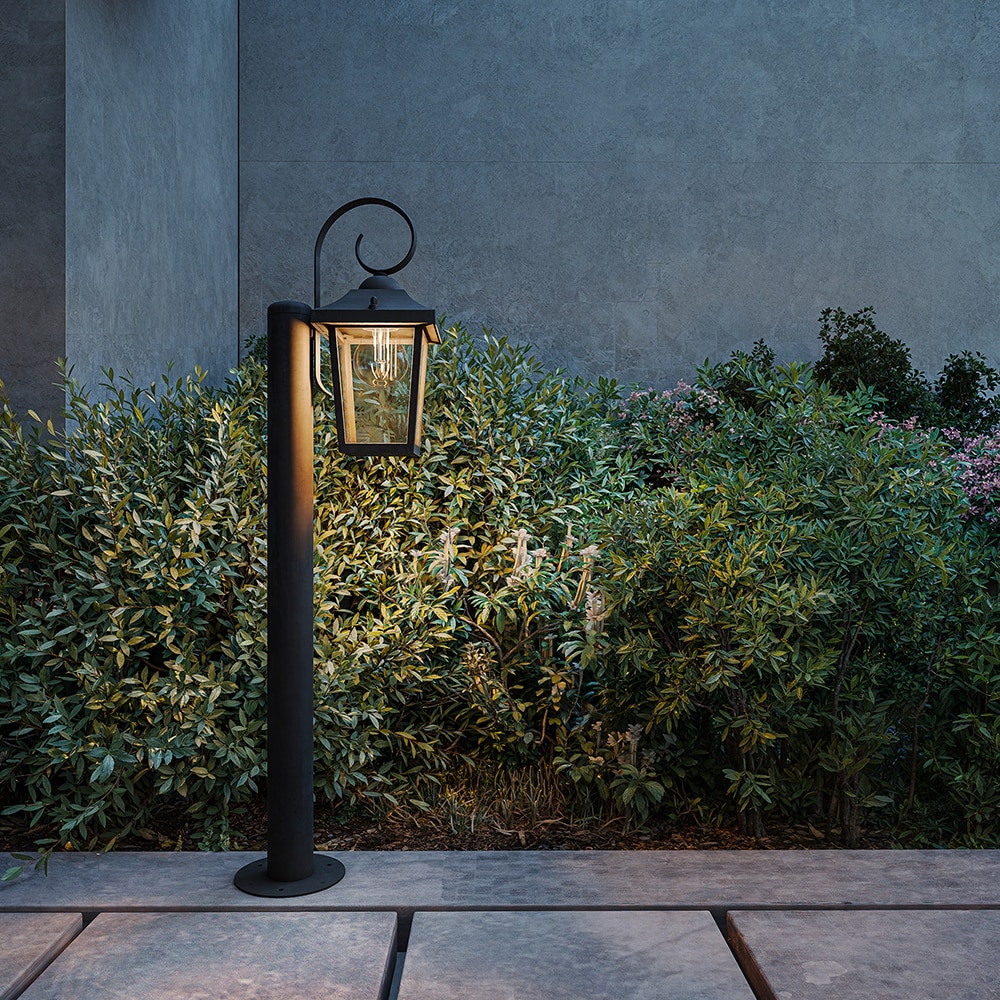 Lampa solara cu piedestal Philips Buzzard, E27, 25W, IP44, aluminiu, negru