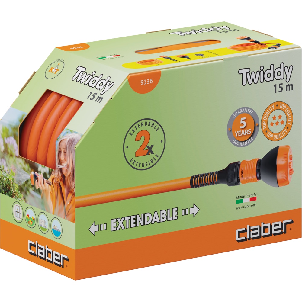 Furtun extensibil CLABER Twiddy 9336, 15 m, portocaliu