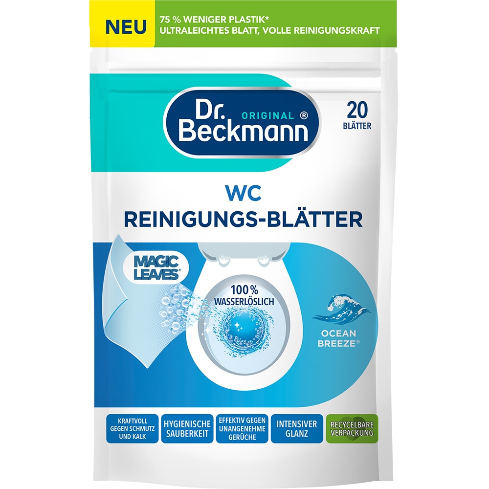 Servetele pentru curatarea toaletei DR BECKMANN Magic Leaves, Ocean Breeze, 20 bucati