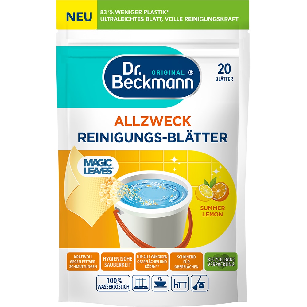 Servetele curatare universale DR BECKMANN Magic Leaves, Summer Lemon, 20 bucati