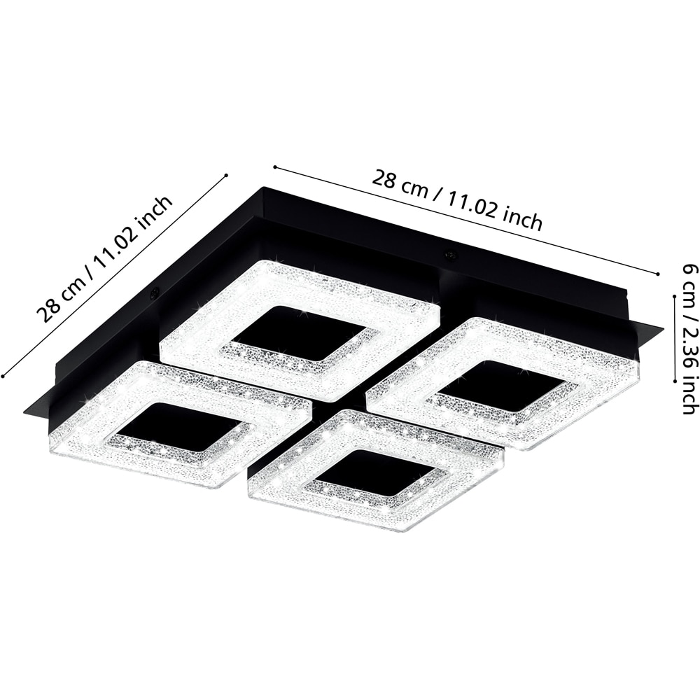 Plafoniera EGLO Fradelo, LED, 4x3.5W, 1600lm, negru