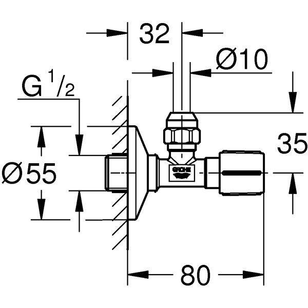 Robinet cu ventil de colt GROHE 22045000, 1/2, 3/8, crom 