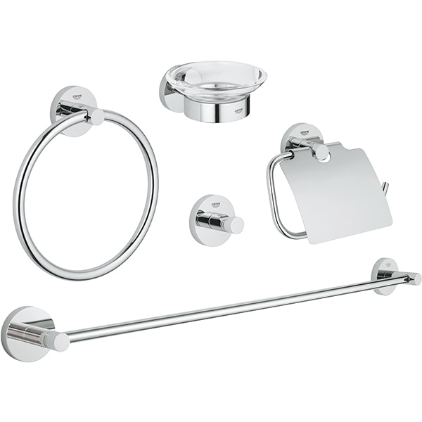 Set accesorii baie GROHE Essentials 5in1 40344001, 5 accesorii, crom