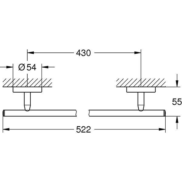 Suport prosop GROHE Bau Cosmopolitan 40459001, 52cm, crom