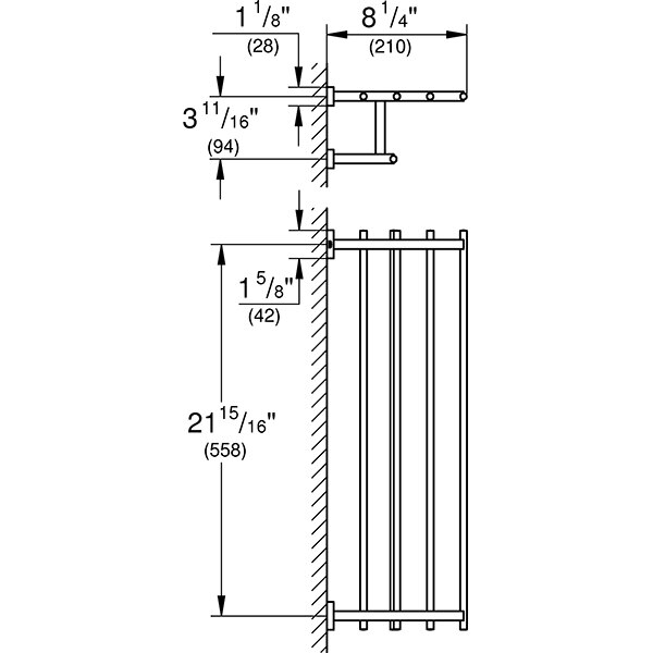 Suport prosop multiplu GROHE Essentials Cube 40512001, 60cm, crom